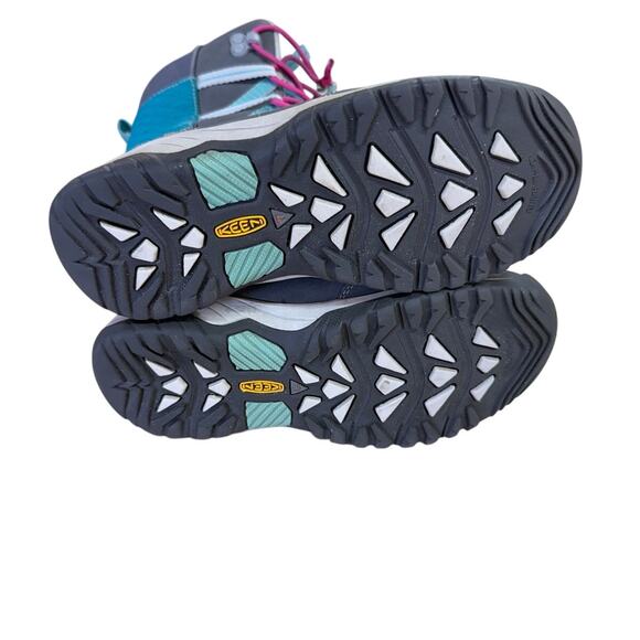 Keen Junior Girls Waterproof Insulated Winter Boots Gray/Aqua/pink Size 2 - Picture 7 of 9